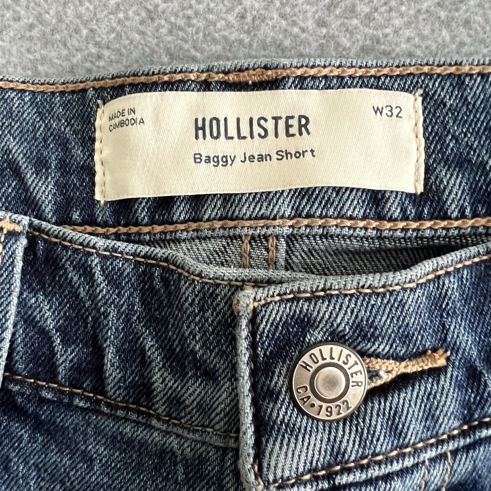 Hollister Y2K Denim Carpenter Shorts Mens 32 Distressed Vtg Baggy Jean Skater - Picture 4 of 12